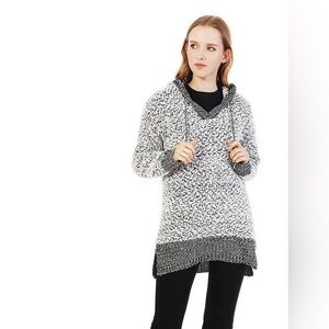 💖 Miracle U.S.A. Popcorn Knit Tunic Hoodie Sweater Beige Gray Oversize M/L